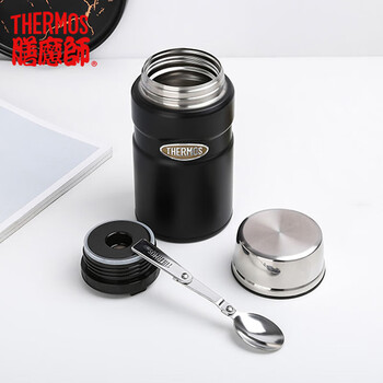 膳魔师（THERMOS）焖烧杯720ml 防滑硅胶底 保温保冷大容量焖烧杯 TCLF-720S哑光黑
