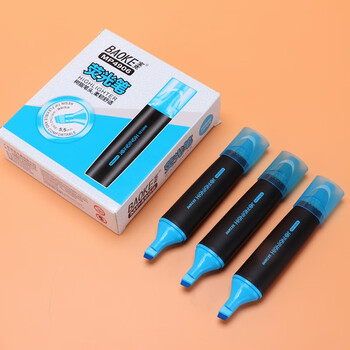 宝克（BAOKE） BAOKE MP4906 荧光笔重点标记笔水性记号笔学生办公用 蓝色 10支/盒