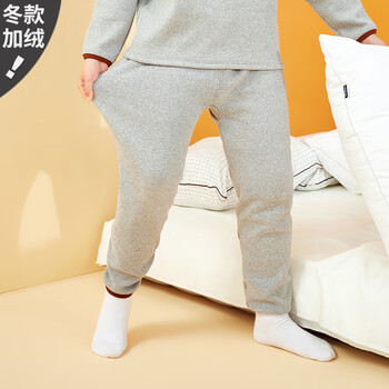 胖男童保暖裤中大童加肥加大码儿童胖孩子秋裤加绒睡裤气质灰加绒裤子