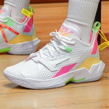 威少3男鞋2022夏季新款运动实战训练减震耐磨篮球鞋 cq4231-102 /白红