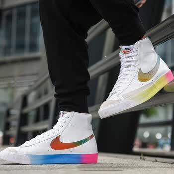 耐克Nike Blazer Mid 77 蛇纹全息彩虹小威简版OW开拓者黑白外星人白绿高帮板鞋CZ8653 -136白色全息镭射41【图片价格品牌报价】-京东