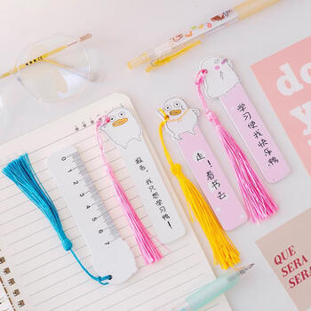 【全网低价】狮洛德 书签开学礼物奖品学生直尺幼儿园卡通同学生日礼物教学奖品 网红鸭4支装伴手礼