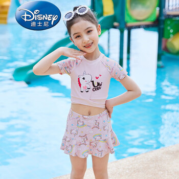 迪士尼disney儿童泳衣女童中大童宝宝游泳衣分体女孩小公主韩国泳装年