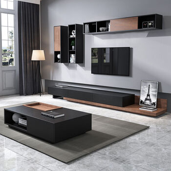 竞致 2022年新款北欧风茶几电视柜组合家具套装客厅电视墙背景墙柜子