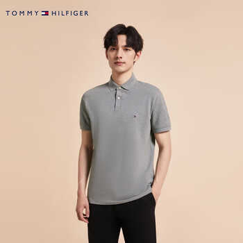 tommy hilfigertommy 男装珠地网眼简约绣标商务通勤合身版短袖polo衫