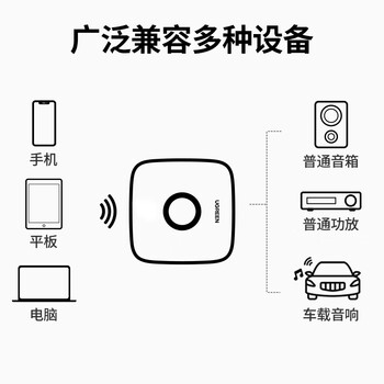 绿联AUX无线车载蓝牙适配器免驱5.0版 3.5mm转手机电脑耳机台式机音箱响音频电视功放接收器 30444