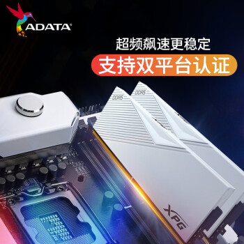 威刚（ADATA）32GB(16GX2)套装 DDR5 6000 台式机内存条 海力士A-die颗粒 (白色)C36 D500