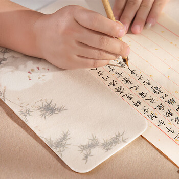 梅林笔庄羊毛毡垫臂垫臂搁书法书画专用手臂防脏垫创意彩绘手枕砚台垫练毛笔字垫书法垫蒲塘秋艳图小毛毡