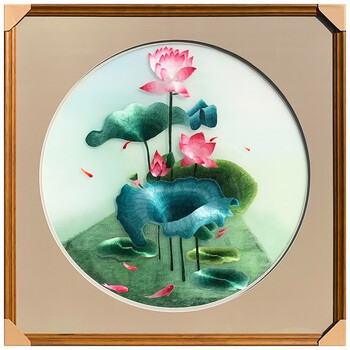 易蓉苏绣成品挂画手工刺绣精品孔雀牡丹刺绣玄关装饰挂画14丝精品刺绣