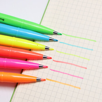 派通（Pentel ）0.5mm荧光笔限定款马卡龙色系水性记号笔 学生重点标注笔 SES15C-FPX 荧光粉