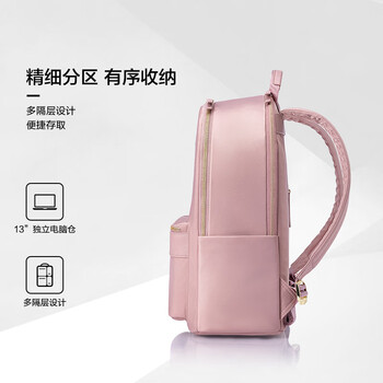 新秀丽（Samsonite）双肩包13英寸电脑包女士背包大学生书包简约时尚旅行包礼物TQ4
