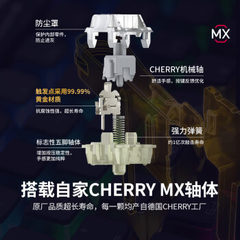 CHERRY樱桃 MX3.0S机械键盘 游戏键盘 电竞键盘 办公电脑键盘 侧刻键帽 合金外壳 樱桃无钢结构 黑色青轴