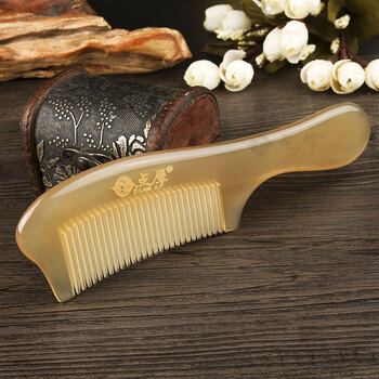 点犀手工白水牛角梳子按摩梳免费刻字个性定制祝福语送老婆女朋友生日