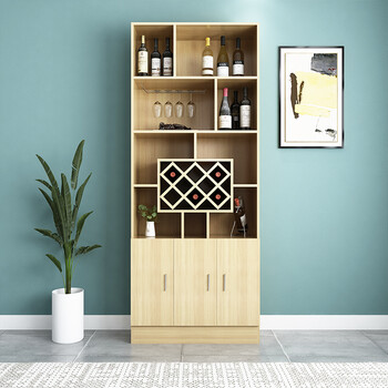 现代简约客厅酒柜装饰屏风柜隔断柜 浅胡桃色三门 80*200*30cm