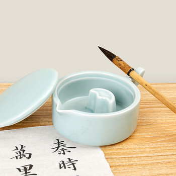 六品书院陶瓷墨池多功能墨汁专用带盖墨盒砚台文房四宝书法毛笔笔搁学生练字舔毛笔字大容量洗笔缸墨水墨碟 六品书院陶瓷墨池多功能墨汁专用带盖墨盒砚台文房四宝书法毛笔笔搁学生练字舔毛笔字大容量洗笔缸墨水墨碟