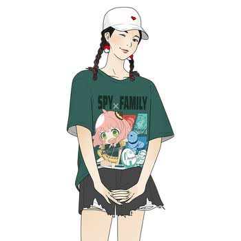 间谍过家家周边短袖t恤动漫圆领男女学生cos服夏阿尼亚xxl