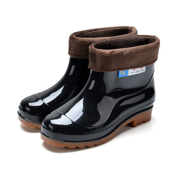 雨鞋女士男短中筒高筒低帮高帮加绒棉防水鞋保暖水靴雪靴劳务胶鞋黑色