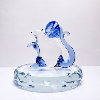 水晶小动物 琉璃小老鼠生肖摆件礼品手工制作水晶玻璃十二生肖动物
