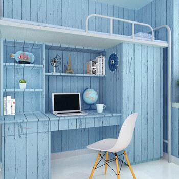 大学生寝室柜子翻新床边布置墙边装饰宿舍精选款纯蓝木纹自粘10米大