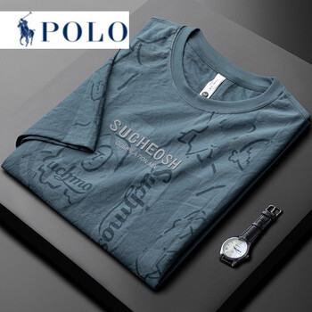 polo sport【保罗官方】轻奢高端刺绣印花白色圆领t恤男短袖修身新疆