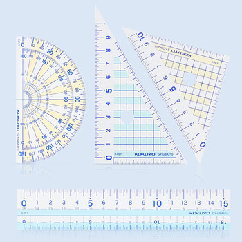 国誉(KOKUYO)学生考试绘图测量套尺(15cm直尺+三角尺*2+量角器)尺子套装 GY-GBA501 国誉(KOKUYO)学生考试绘图测量套尺(15cm直尺+三角尺*2+量角器)尺子套装 GY-GBA501