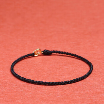 黎娅  时尚脚链黑绳手链手工编织女红绳超细简约男生黑色小手绳情侣款