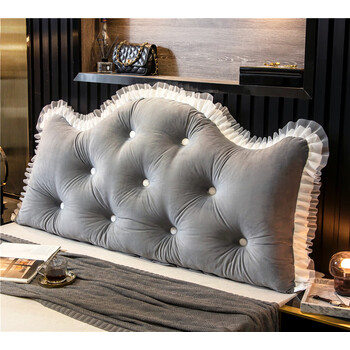 维塔维拉欧式床头大靠背垫双人三角榻榻米软包床上公主长靠枕抱枕灰15