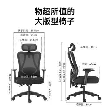 黑白调P1人体工学椅电脑椅子人工力学座椅久坐办公椅电竞椅学习椅自营