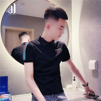 jj2022男士polo衫短袖男夏季新款简约百搭翻领体恤网红潮牌衣服黑色m