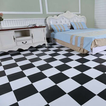 地板胶水泥地面专用地板革水泥地家用加厚塑胶防水pvc 黑白格 超厚款