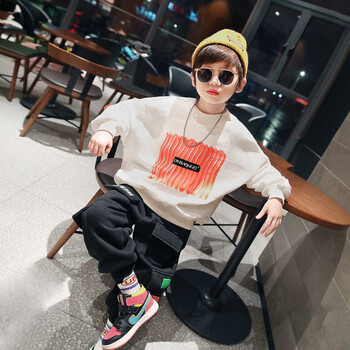 12岁小男孩中童男装学生春秋款套头衫韩版宽松街舞潮服春装新款男童