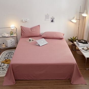 9m夏季单床盖被单床上用品 豆沙色 230*250cm【床单 枕套一对】