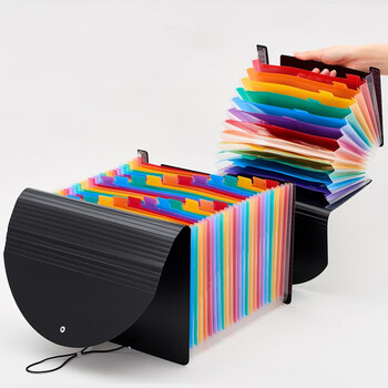 斯图sitoo A4风琴包文件收纳夹开学季学科袋多层可伸缩档案夹学生分类试卷册合同票据资料册 6279带盖12格