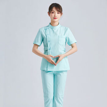 护士服长袖女冬款藏蓝分体套装短款牙科口腔男护理医生工作服短袖 果