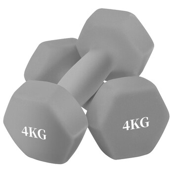 诚悦彩色浸塑哑铃男女士家庭用健身塑型器材组合套装4kg*2灰色CY-528