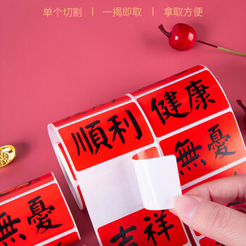 博教2025年新年祝福贴纸平安喜乐好运春节中国风装饰贴纸喜事祝福语文字喜庆贴画 发财暴富218枚