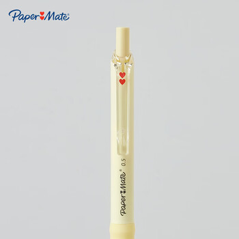 【开学必备】缤乐美(Paper Mate)中性笔0.5mm速干高颜值按动式学生棉花糖黄色笔身G130黑色单支装