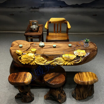 原木根雕茶台楠木实木树根茶几整体功夫茶桌泡茶台茶海阳台根雕茶几