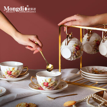 Mongdio咖啡杯套装国色天香咖啡杯轻奢高级新婚乔迁礼物礼盒装