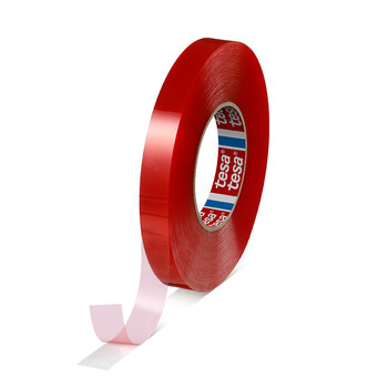 德莎tesa 电子皮具窗帘粘贴汽车无痕 高粘红膜透明双面PET胶带特种材料4965 50m*19mm