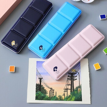 鲁本斯（PaulRubens）12色固体水彩颜料套装清新款便携水粉色彩颜料儿童初学美术生工具-粉色盒010903007