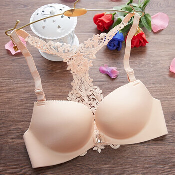 莫熙慈性感蕾丝胸罩前扣美背文胸聚拢挂脖无痕无钢圈女士内衣情绪内衣