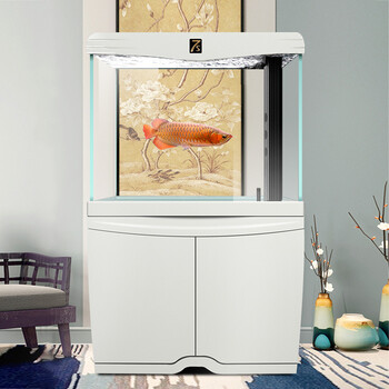 睿美七秒鱼缸系列7s窈窕鱼缸客厅小型水族箱底过滤红木色中式木纹免换