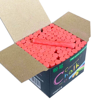 御杰红色粉笔100支儿童涂鸦笔无尘无毒粉笔绿板黑板报专用彩色粉笔教师教学专用