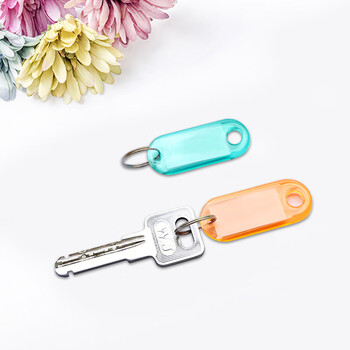 得印钥匙牌钥匙扣分类标记钥匙标签牌子钥匙管理0092办公钥匙吊牌贴文具用品透明色50个