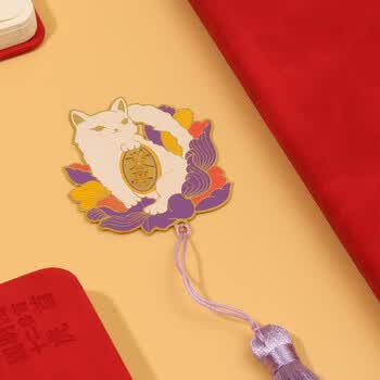 天色招财猫黄铜书签礼盒 中国风古风故宫文创毕业送全班同学老师纪念礼品伴手礼物生日TS-5909银猫招财