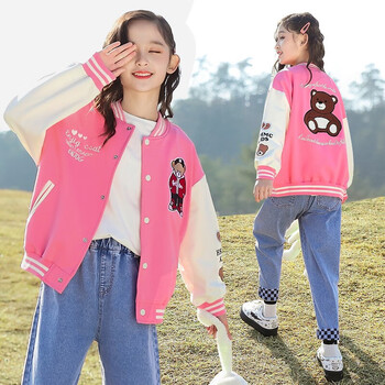 fqaq童装女童棒球服夹克外套春秋装中大童412岁女孩春季学生韩版时尚