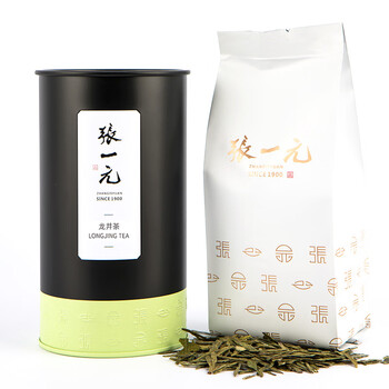 张一元茶叶绿茶龙井茶新茶春茶浓香型口粮茶伴手礼物高山茶二级100g罐装