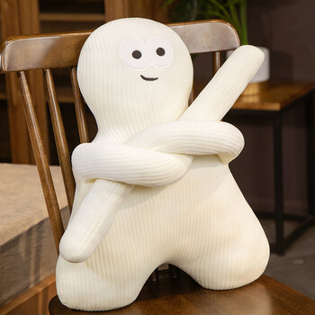 客厅毛绒玩具靠垫办公室座椅靠背靠枕腰枕午睡枕头背靠垫 白色笑星人