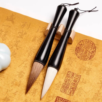 玉水湖黑牛角斗笔毛笔书法专用初学者写福字对联狼毫专业大号抓笔手写斗方大字提斗国画榜书 黑牛角狼毫